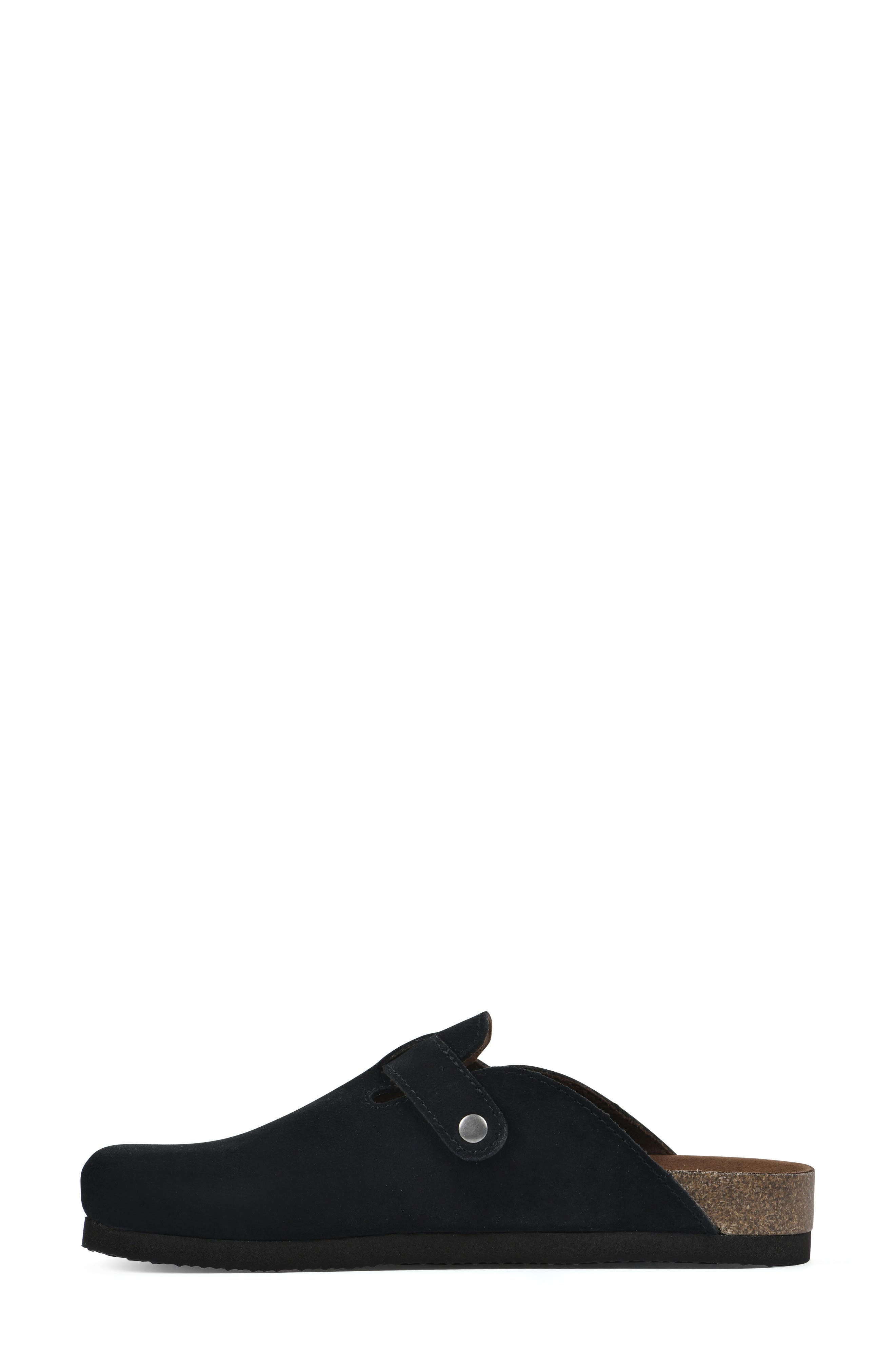 Bari Faux Shearling Footbed Suede Mule, Alternate, color, BLACK/ SUEDE