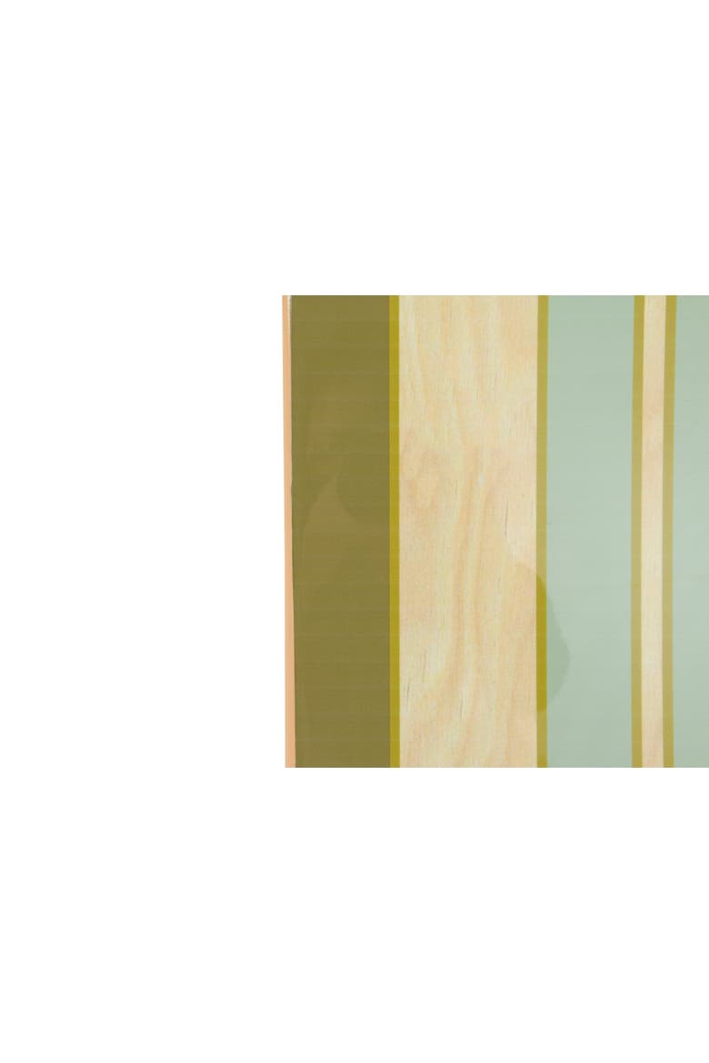 Lacquered Wood Surfboard Wall Décor with Stripes, Alternate, color, Blue