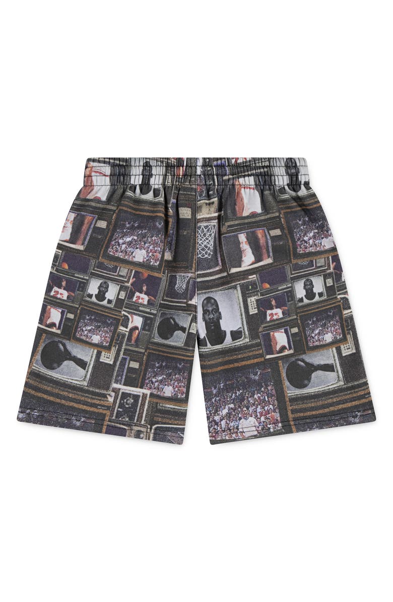 Jordan Kids' MJ Print Brooklyn Fleece Sweat Shorts, Alternate, color, Black
