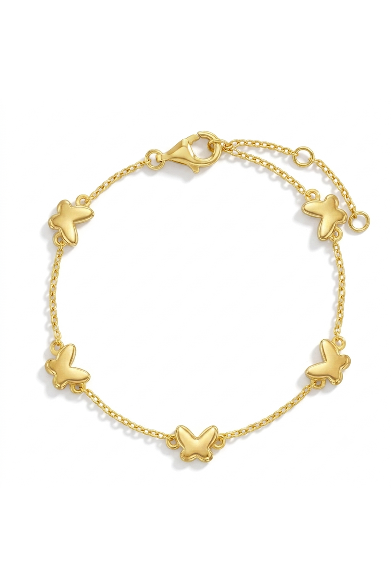 Butterfly Station Girls Plated Bracelet, Main, color, Gold