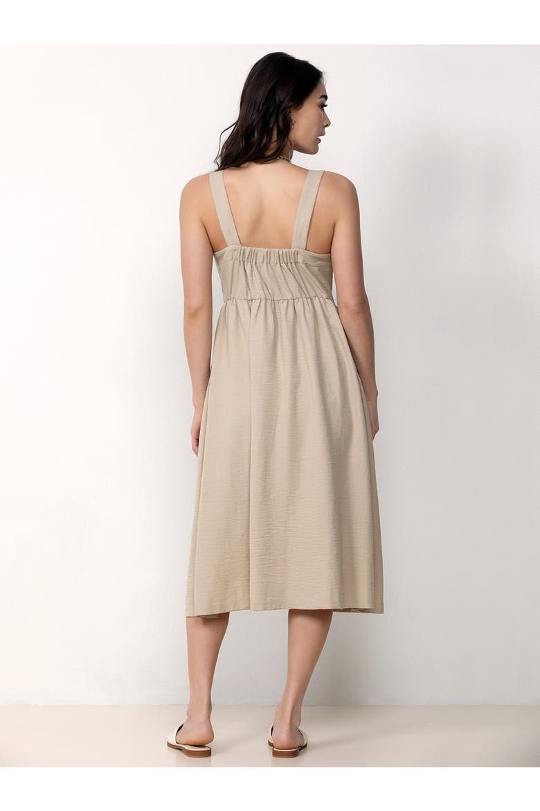 Button Front Midi Dress, Alternate, color, Beige