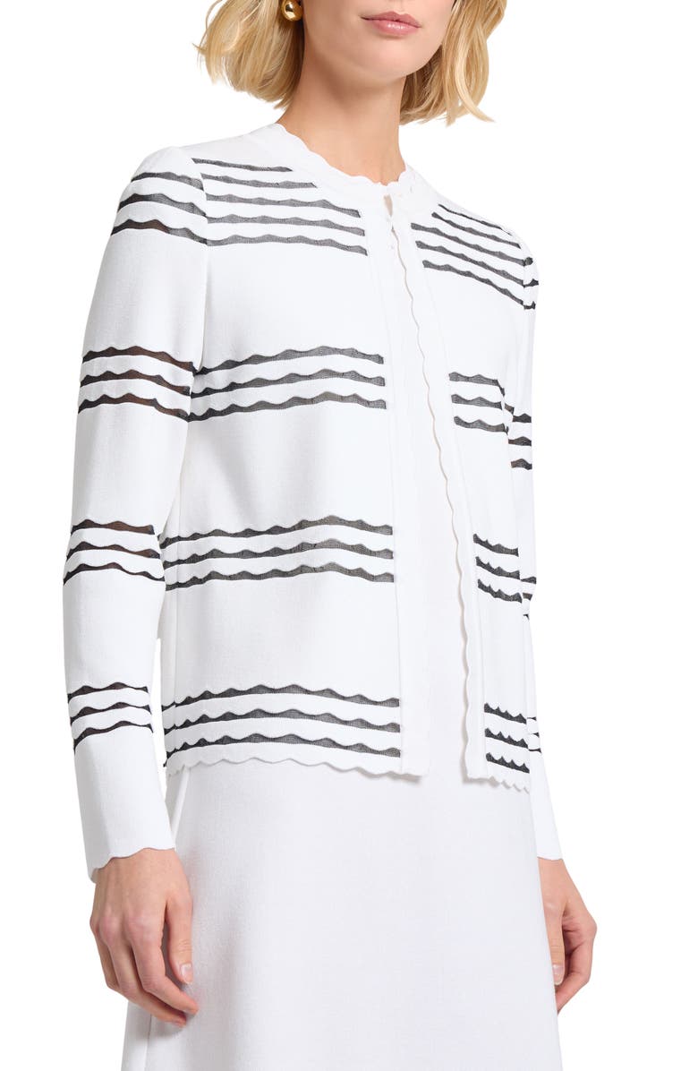 Misook Heritage Scalloped Trim Knit Jacket, Alternate, color,