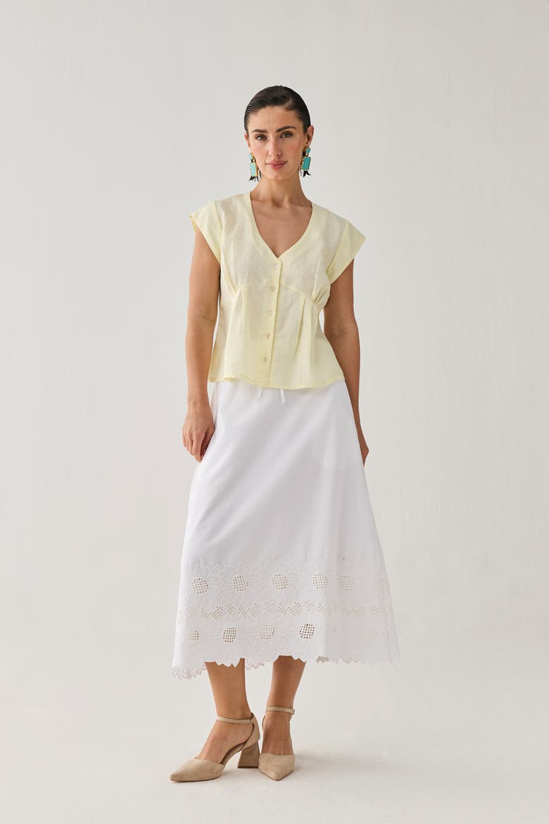 The Deep V Neck Top, Alternate, color, Butter Lemon