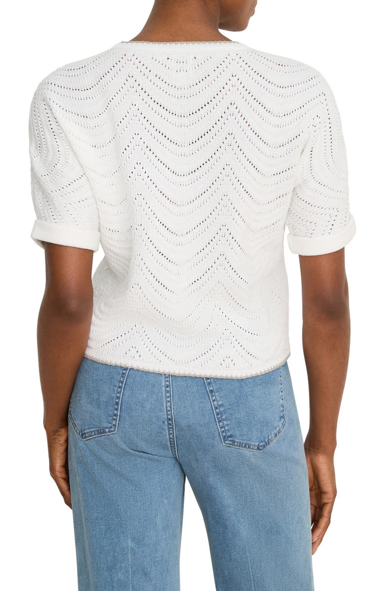 NIC+ZOE Featherknit Linen Blend Cardigan, Alternate, color, Paper White