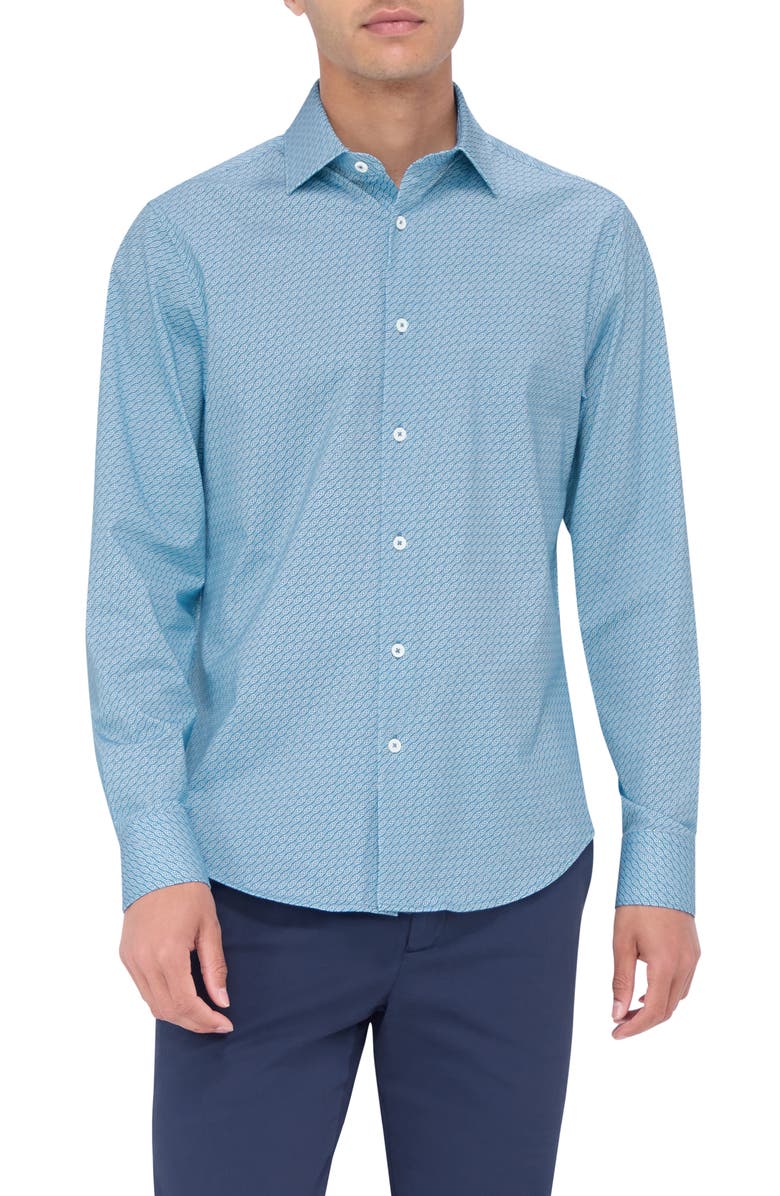 Bugatchi James OoohCotton<sup>®</sup> Print Button-Up Shirt, Main, color, 