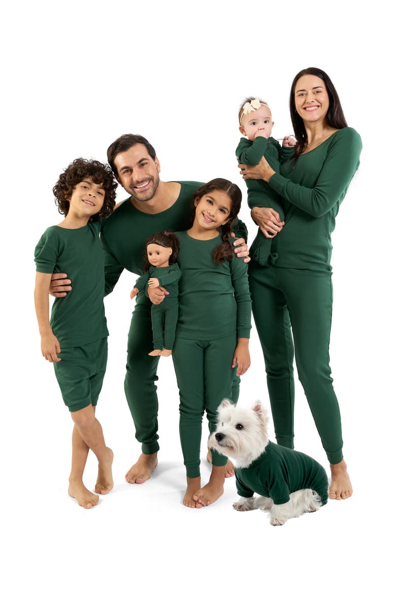 Dog Cotton Solid Matching Family Pajamas, Alternate, color, Uniform Green