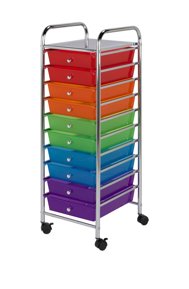 HONEY-CAN-DO 10 Drawer Multicolor Storage Cart, Main, color, 