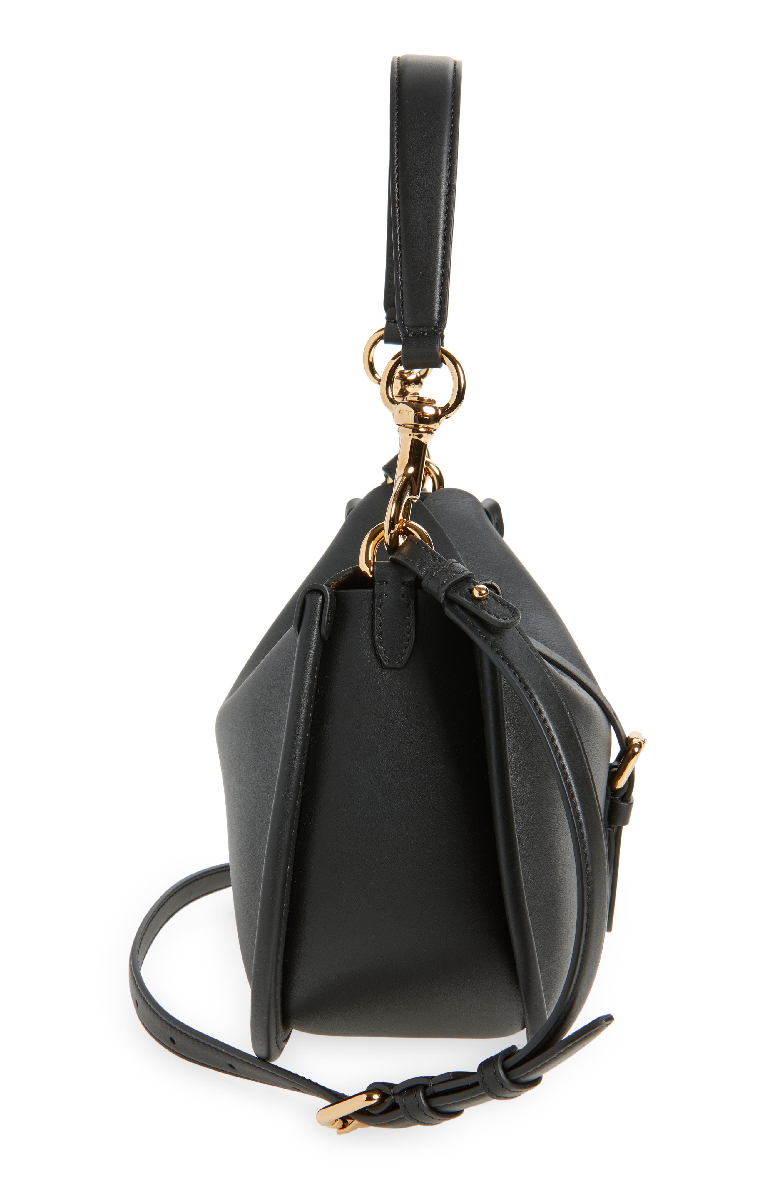 Etro Leather Hobo Bag, Alternate, color, N0000 Black
