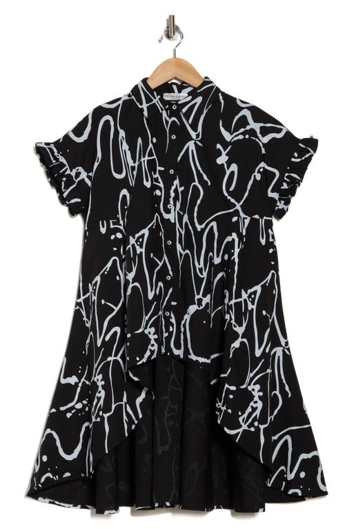 Patrizia Luca Ruched High-low Button-up Shirt In Black