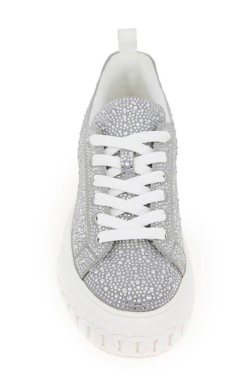 Bcbgeneration Women's Riso Lace-up Platform Sneakers In Silver Rhinestones