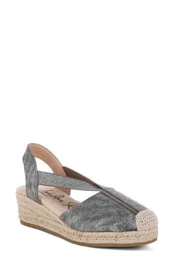 London Rag Port Side Metallic Espadrille Platform Wedge Pump