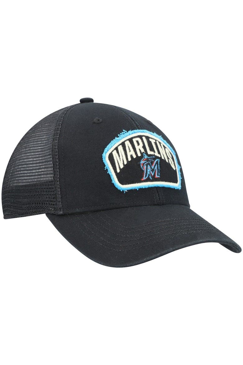 Men's '47 Black Miami Marlins Cledus MVP Trucker Snapback Hat, Alternate, color, Black