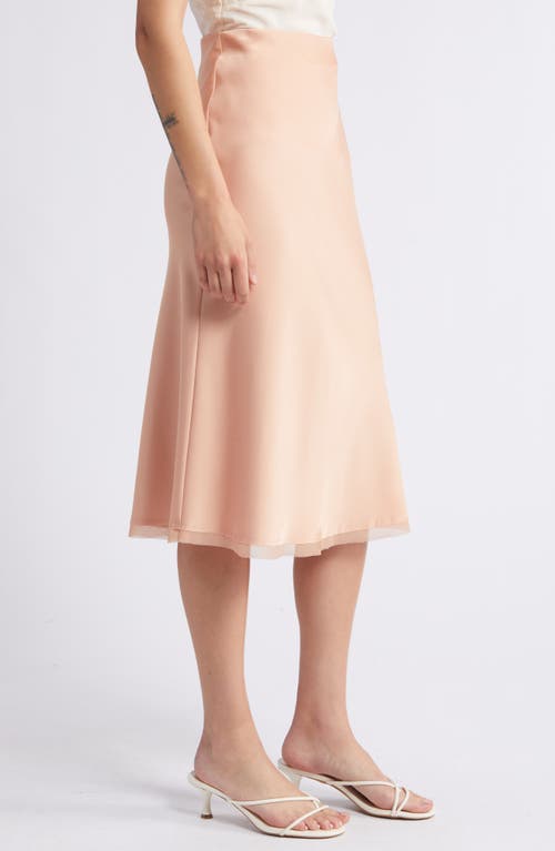 Rue Sophie Kat Satin Midi Skirt In Cantaloupe