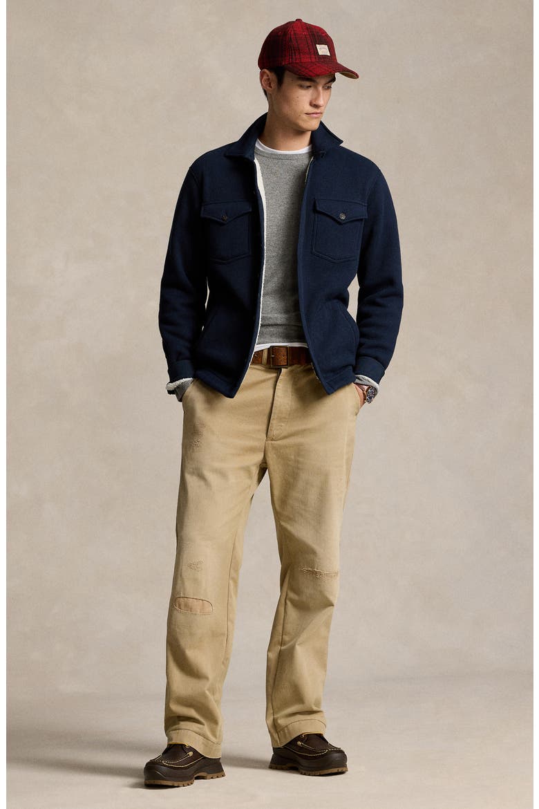 Waffle Stitch Shirt Jacket with Faux Shearling Lining, Alternate, color, AVIATOR NAVY