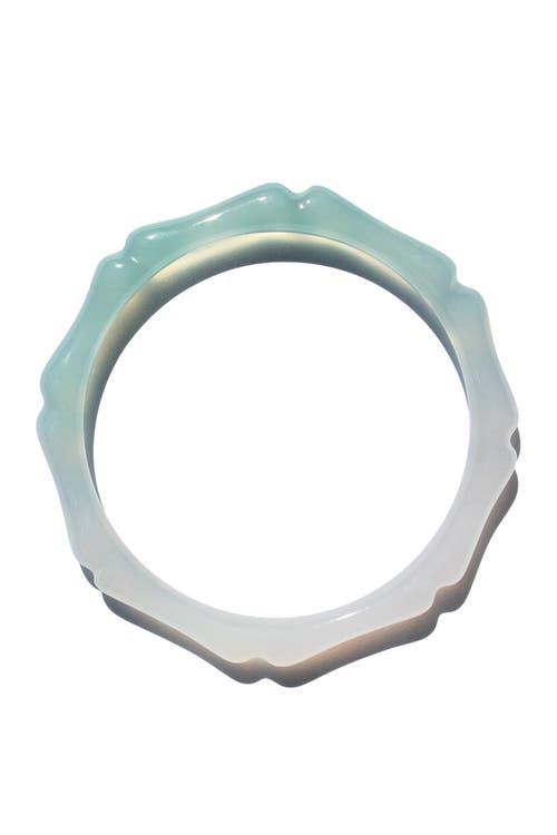 Seree Wave Skinny Round Jade Stone Bangle In White