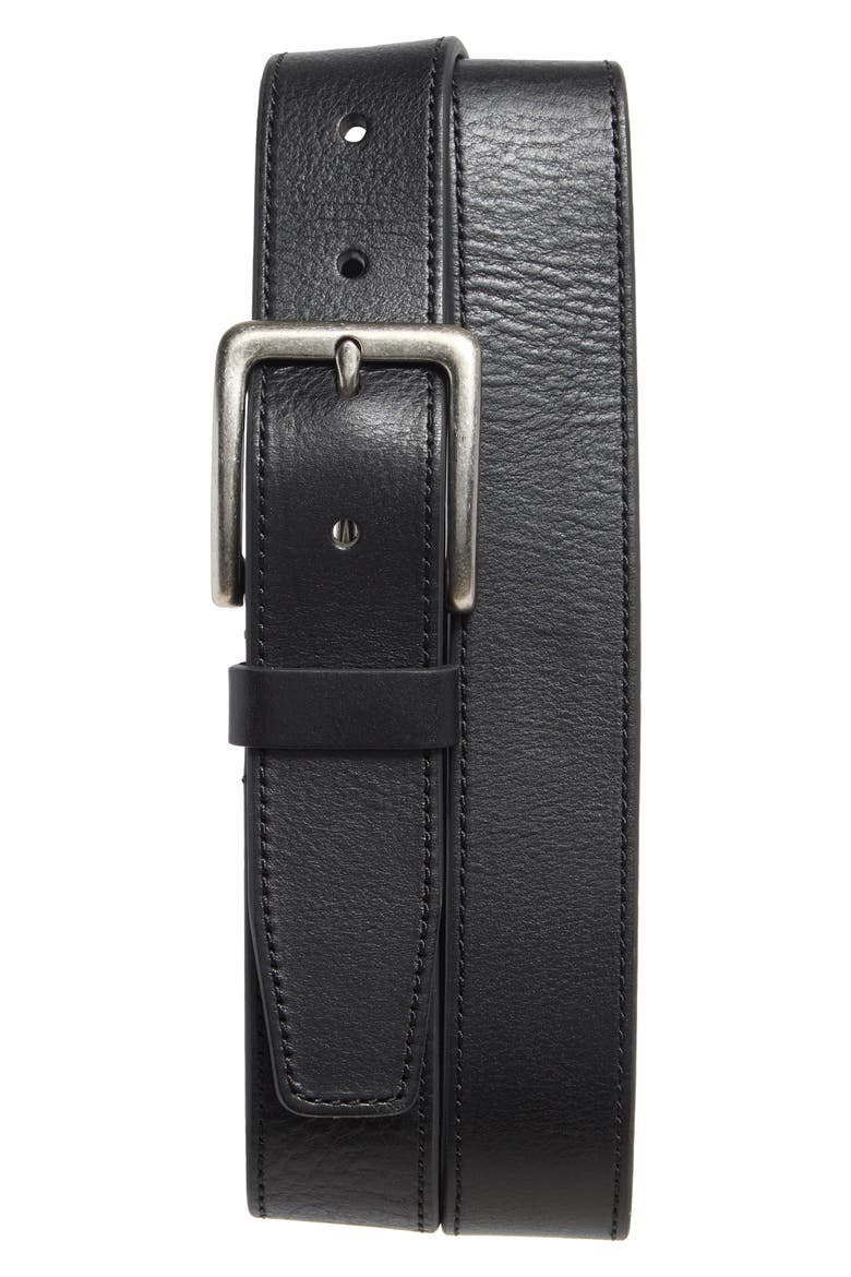 Ethan Leather Belt, Main, color, BLACK