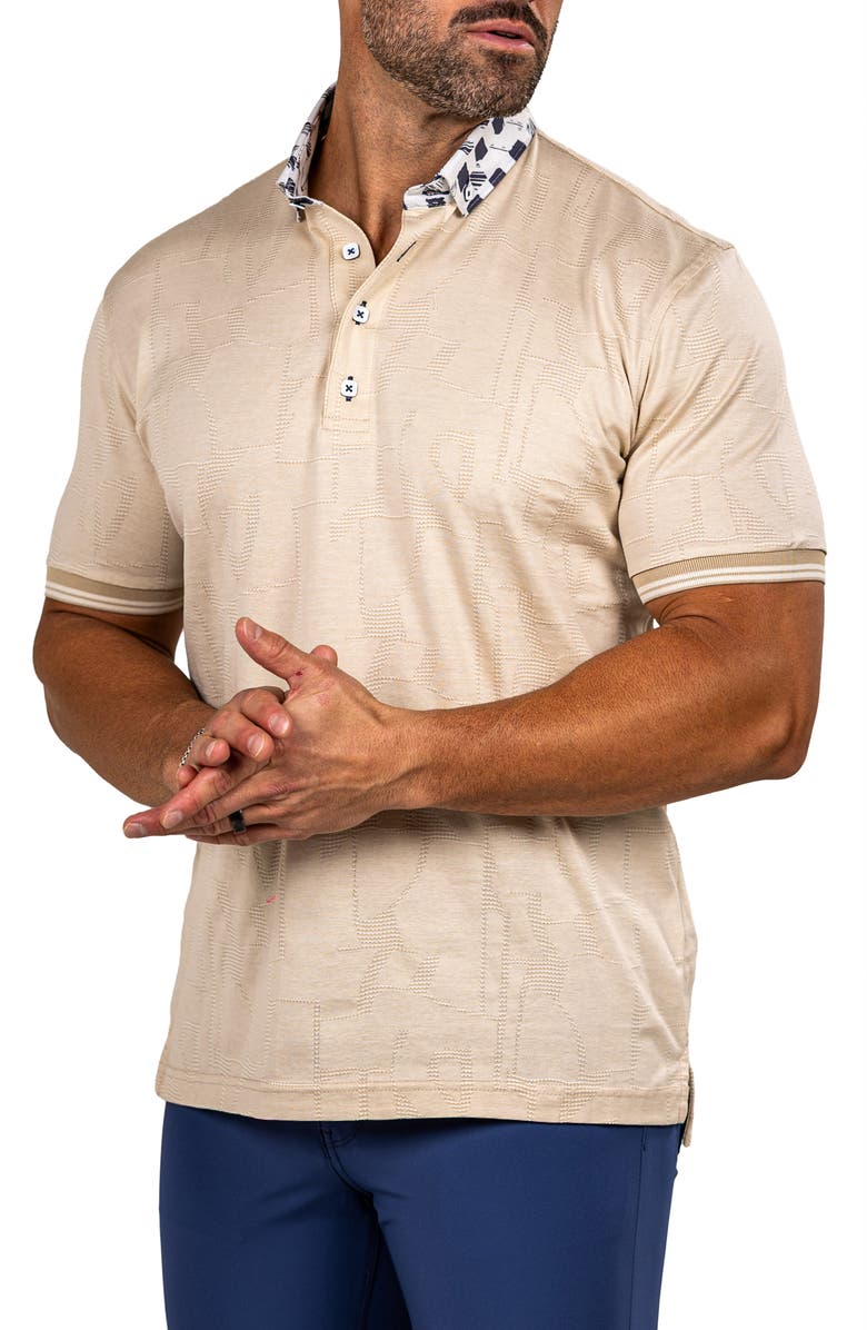 Maceoo Marthyr Textured Contrast Collar Cotton Polo, Alternate, color,