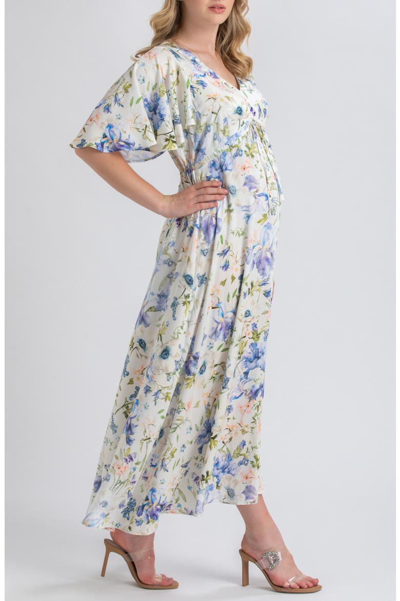 Valentina Floral Maternity Maxi Dress, Alternate, color, IVORY