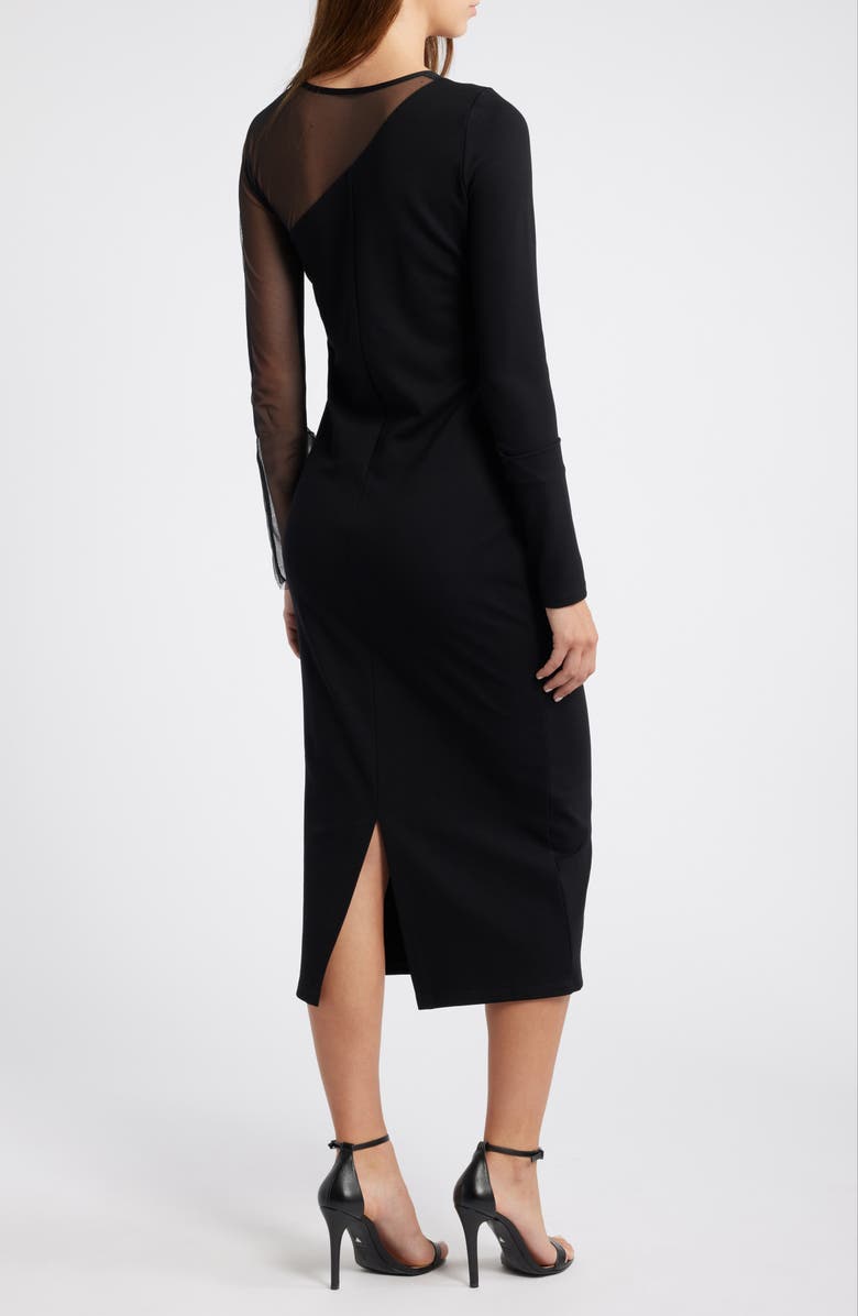 Marcella Nolita Sheer Long Sleeve Midi Dress, Alternate, color,
