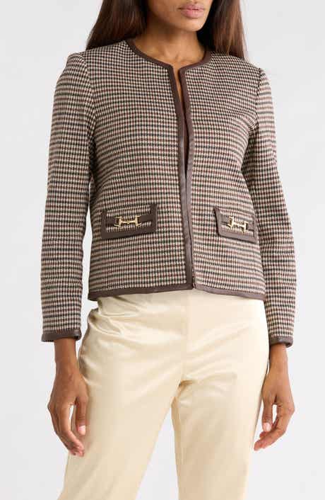 Cyna Faux Leather Trim Jacket