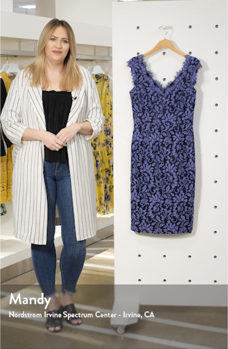 Floral Lace V-Neck Sheath Dress, sales video thumbnail