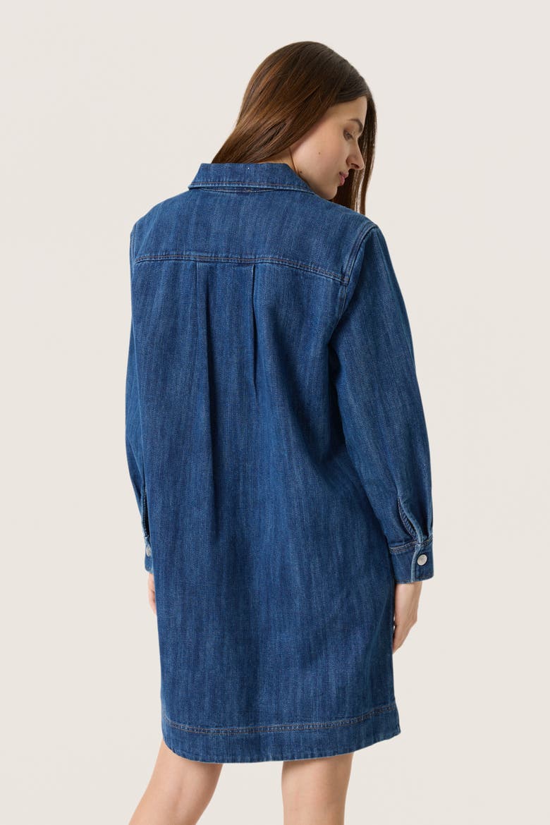 Slzianna Long Sleeve Collar Denim Dress, Alternate, color, Medium Blue Denim