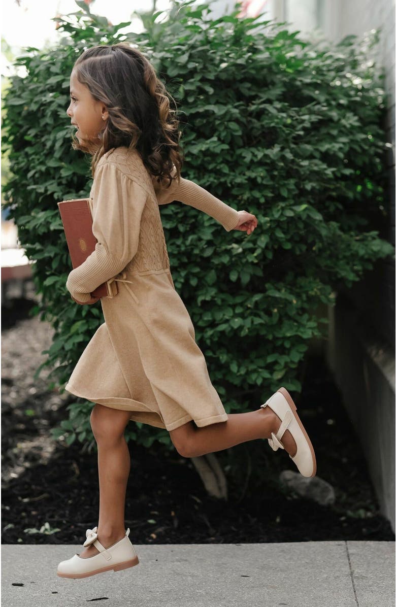 Hope & Henry Girls' Organic Cable Bodice Sweater Dress, Kids, Alternate, color, 