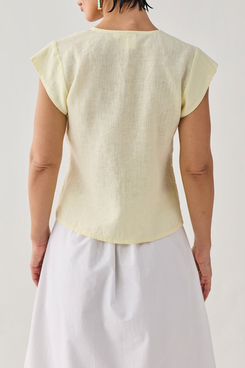 The Deep V Neck Top, Alternate, color, Butter Lemon