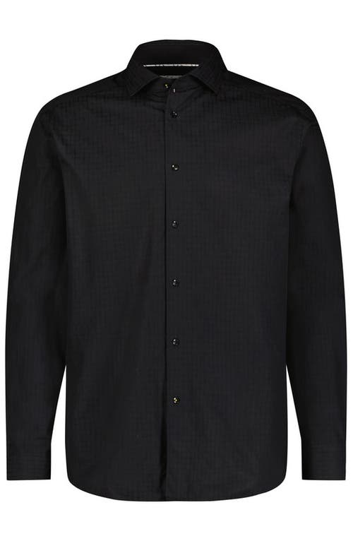 Luchiano Visconti Solid Jacquard With Box Shirt In Black
