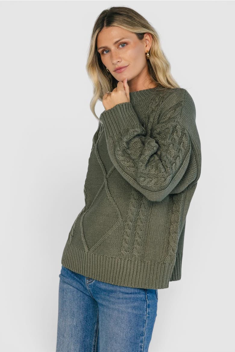 Mona Knit Sweater, Alternate, color, Olive