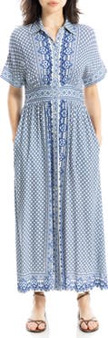 MAX STUDIO Short Sleeve Maxi Shirtdress