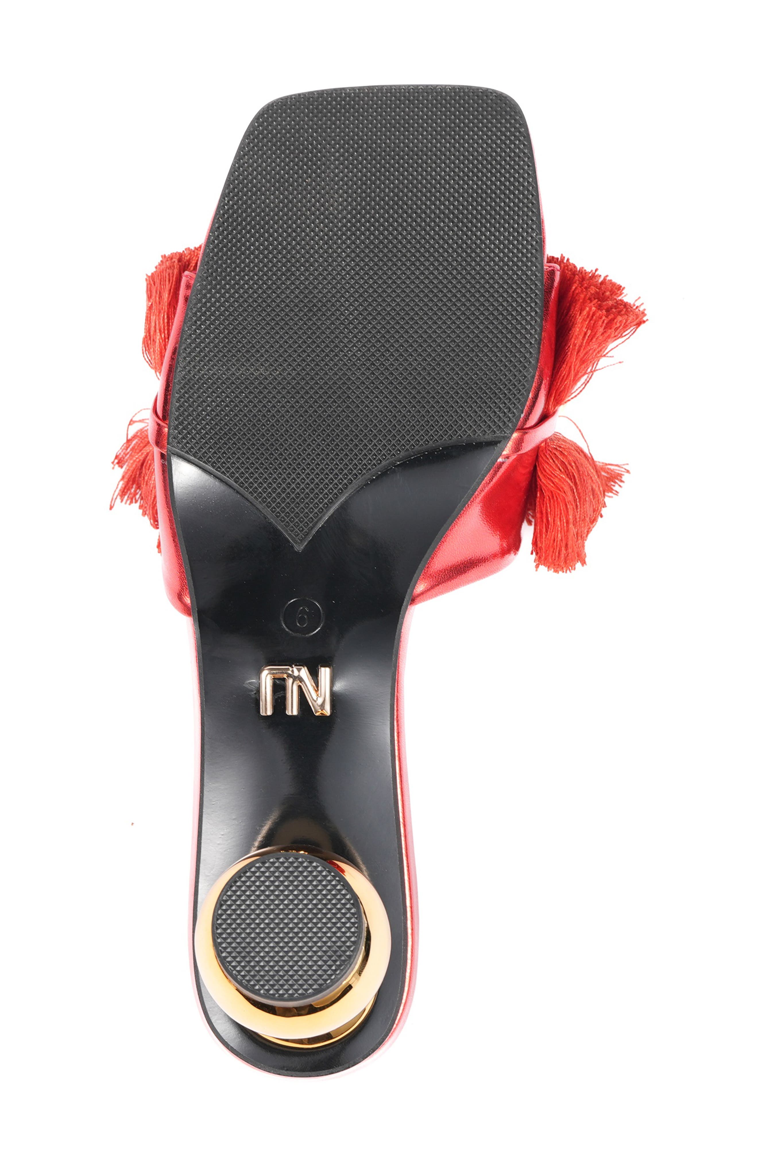 Miami Fringed Orb Heel Slide Sandal, Alternate, color, RED