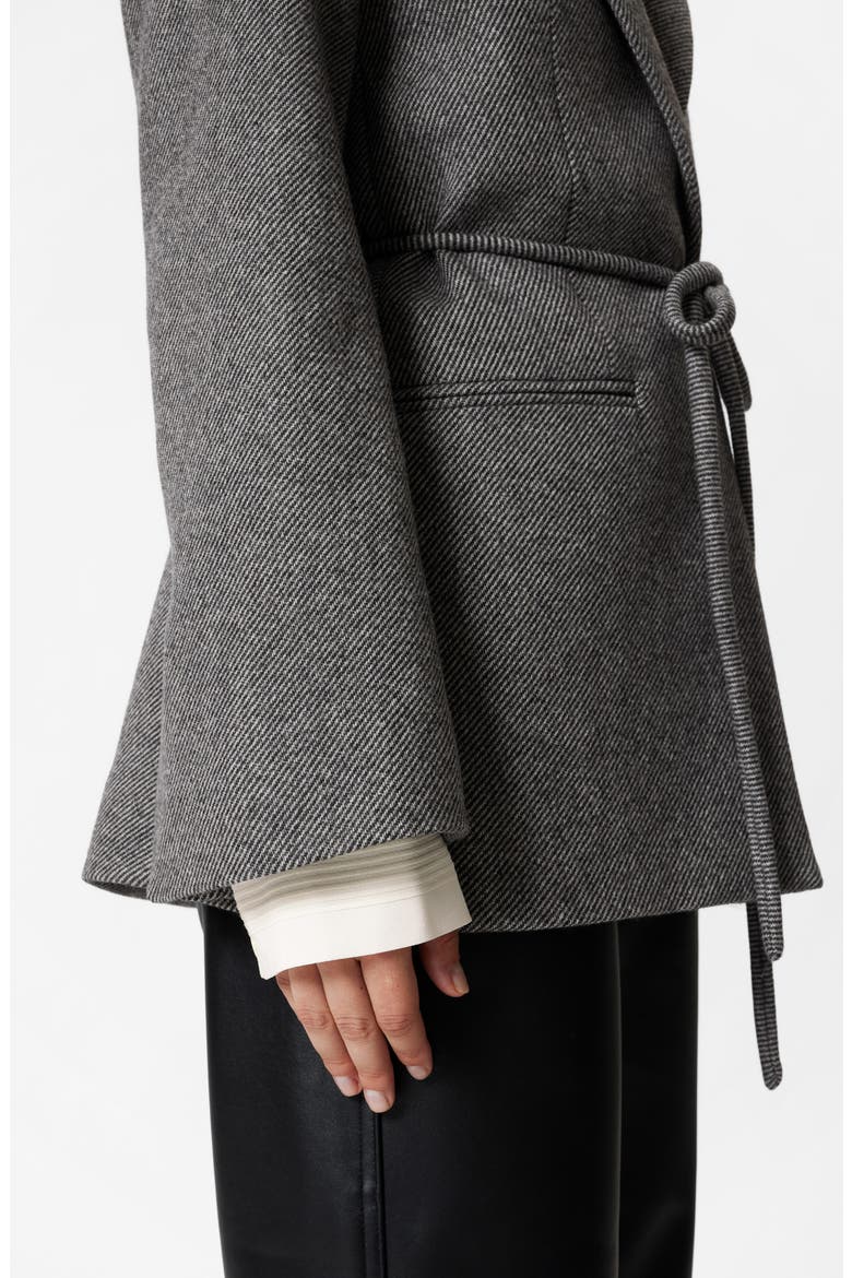 Tie Waist Blazer, Alternate, color, GREY DARK DIAGONAL STRIPE