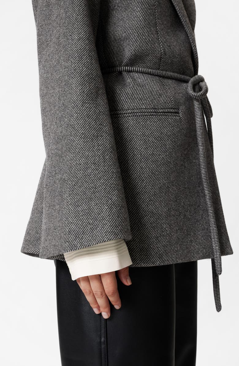 & Other Stories Tie Waist Blazer, Alternate, color, Grey Dark Diagonal Stripe
