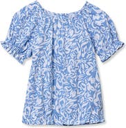 Lands' End Girls Shirred Puff Blouse