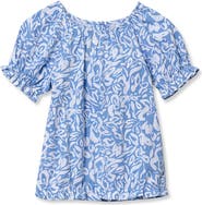 Lands' End Girls Shirred Puff Blouse