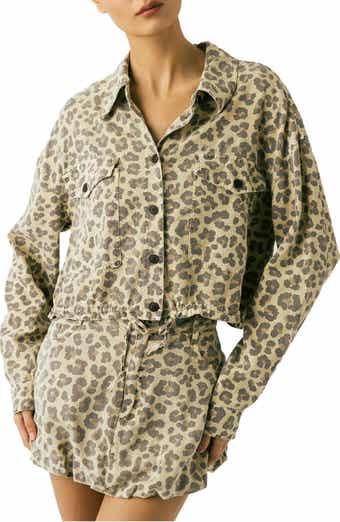 BLANKNYC Boxy Leopard Print Button-Up Shirt
