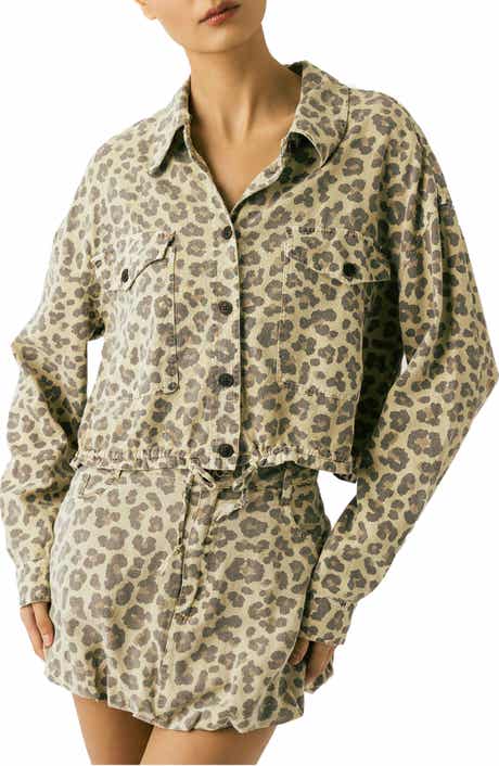 Boxy Leopard Print Button-Up Shirt