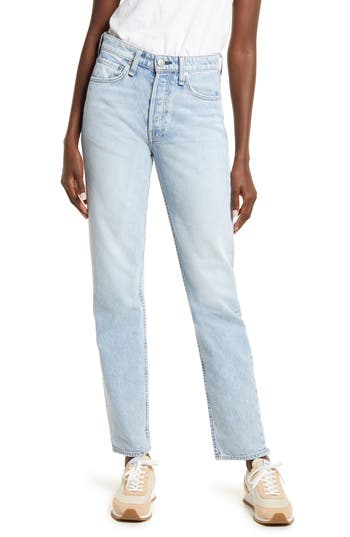 Rag & Bone Maya Frayed High Waist Slim Straight Leg Jeans