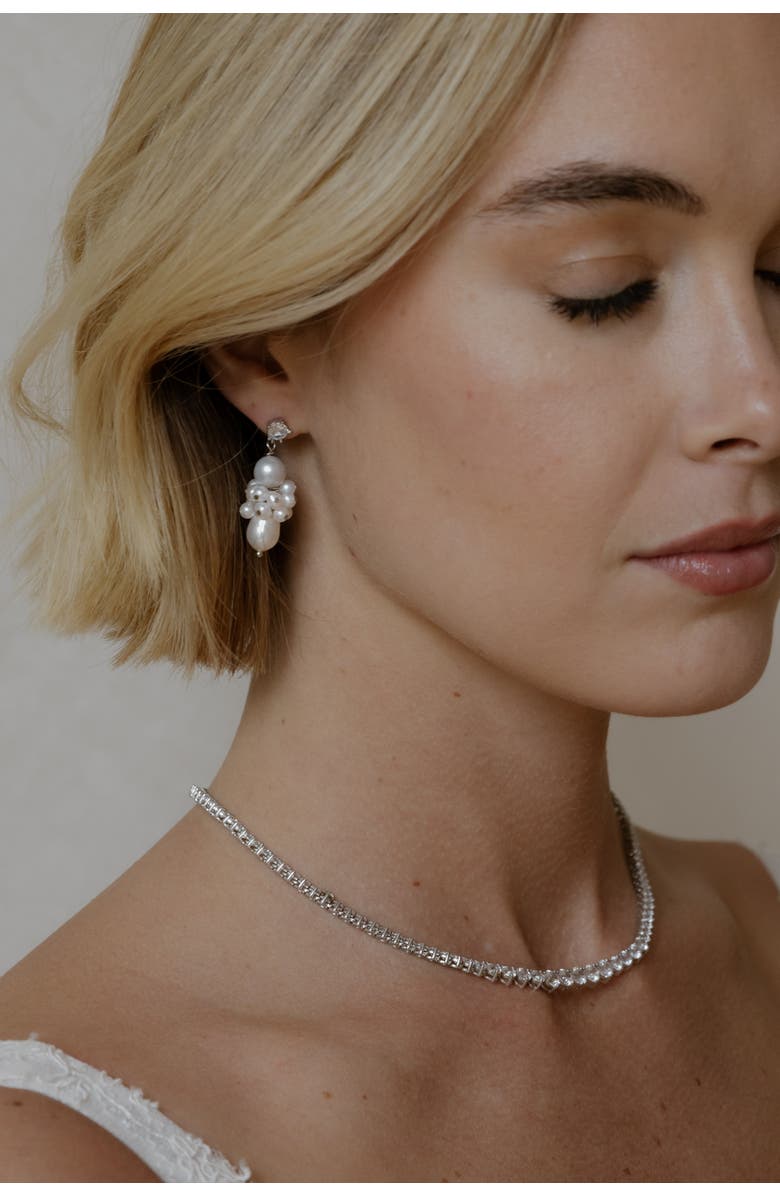 Untamed Petals Sydney Pearl Drop Earrings, Alternate, color, Silver