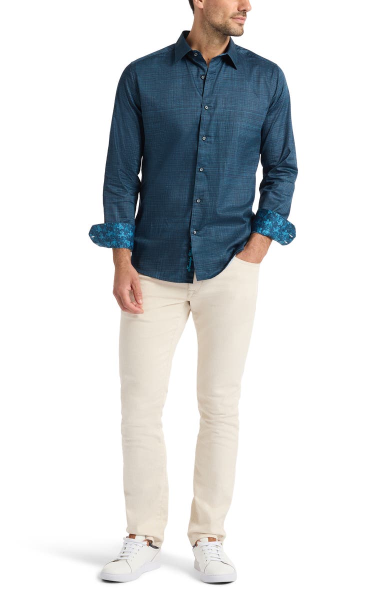 Robert Graham Roth Button-Up Shirt, Alternate, color, Teal
