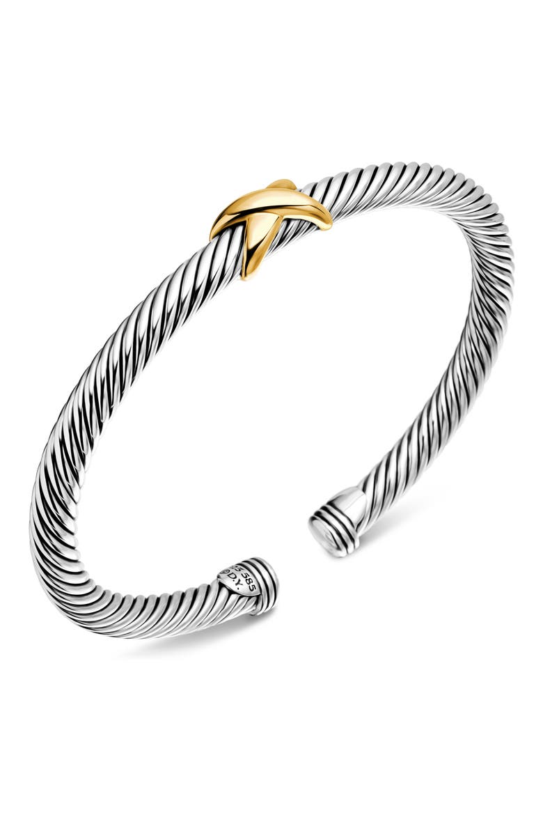 X Classic Cable Station Bracelet in Sterling Silver with 14K Gold, 5mm, Alternate, color, SILVER