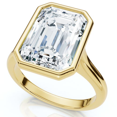 Bliss Diamond 3ct Emerald Cut Bezel Solitaire Diamond Engagement Ring 14k Gold Or Pt Lab Grown In Gold