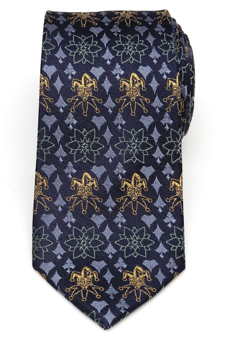 Joker Print Silk Tie, Main, color, BLUE
