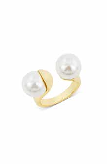 Sculpted Double Imitation Pearl Ring