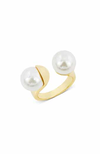 Sculpted Double Imitation Pearl Ring