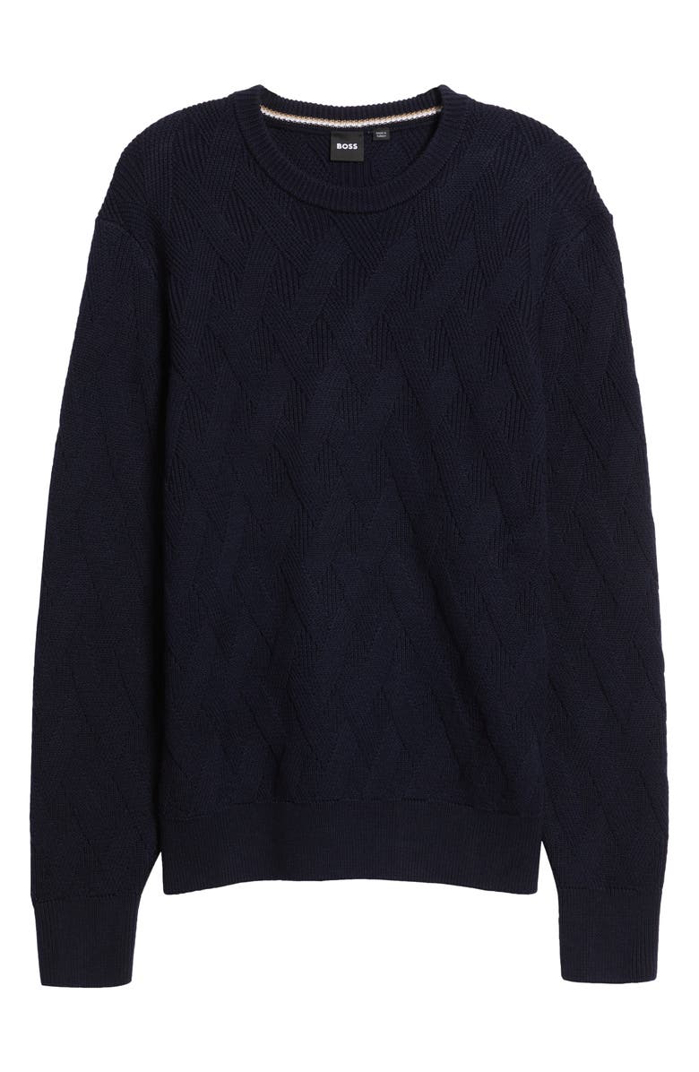BOSS Elfredo Basketweave Wool Sweater, Alternate, color,