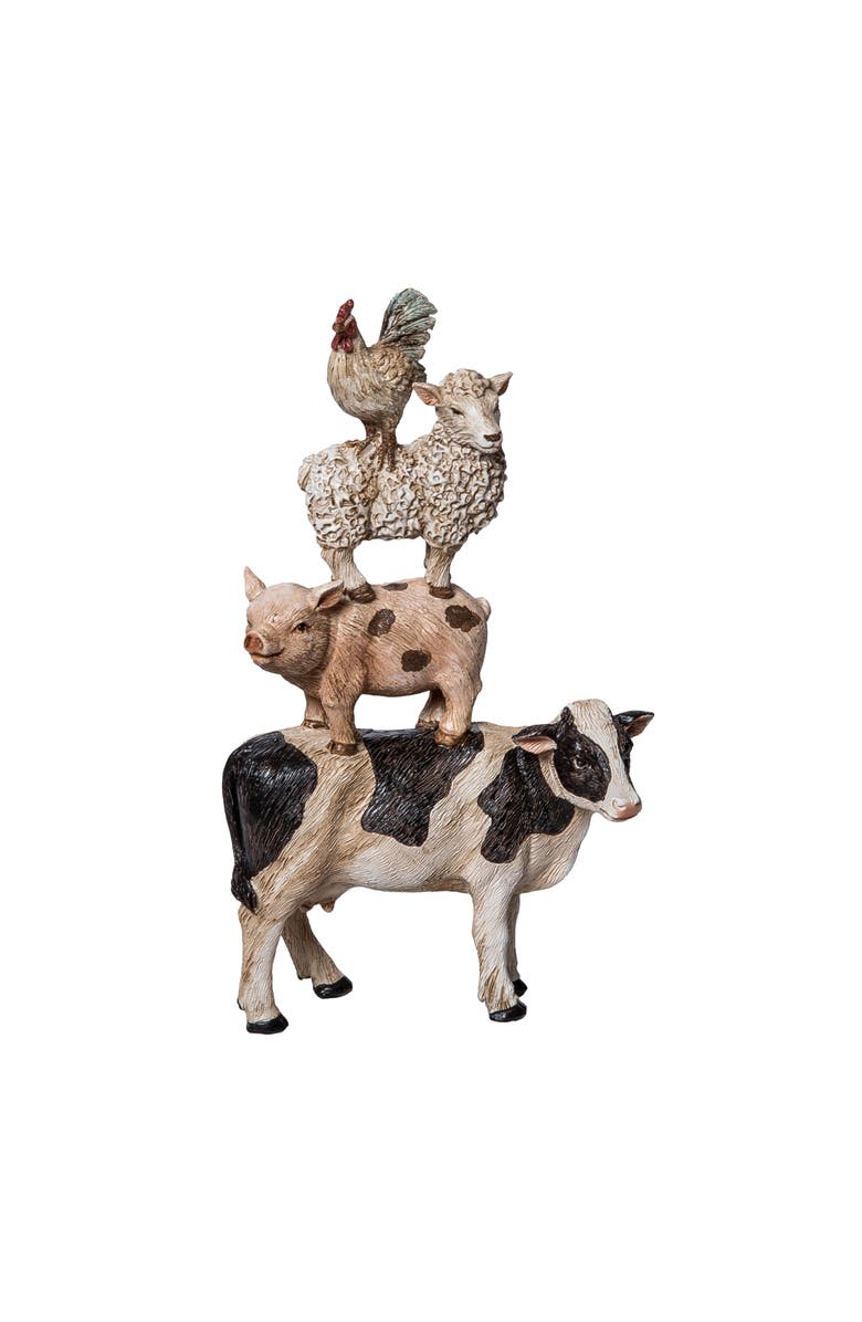 Transpac Resin Stacked Farm Animal Figurine Multicolored for Spring Home Decor, Alternate, color, Multicolored
