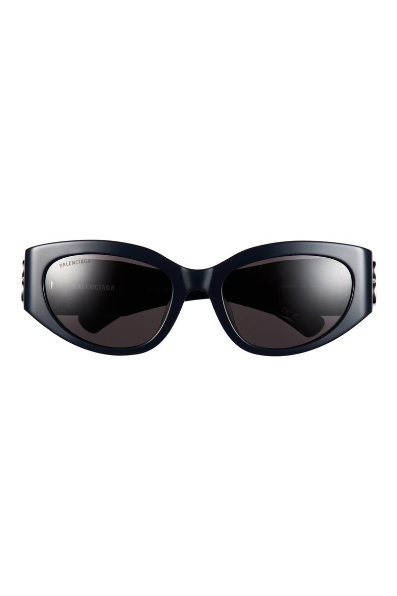 55mm Mirrored Round Sunglasses, Main, color, BLUE BLUE GREY