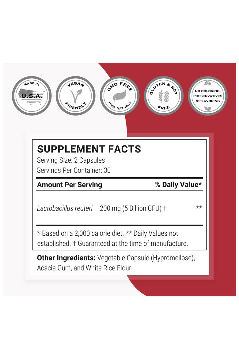 Lactobacillus Reuteri Probiotic Supplement, Alternate, color, None